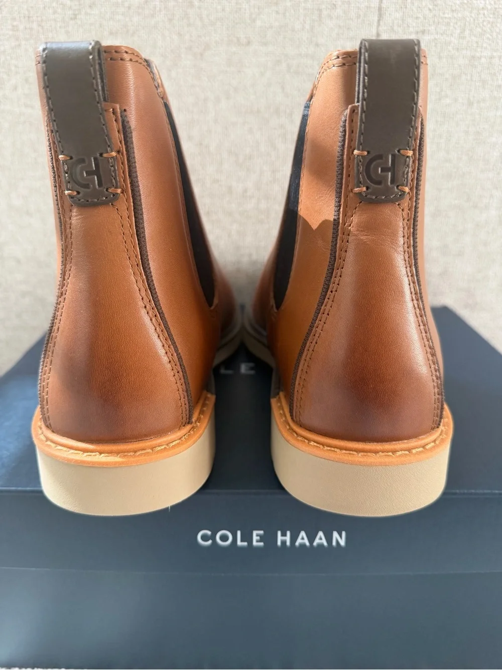 Cole Haan Men's Tan Brown Leather Chukka Chelsea Boots